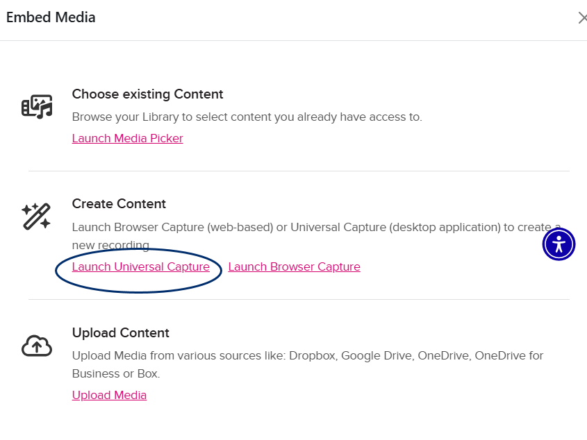moodle universal capture link