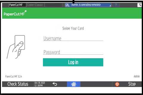 screen with prompts for your username and password