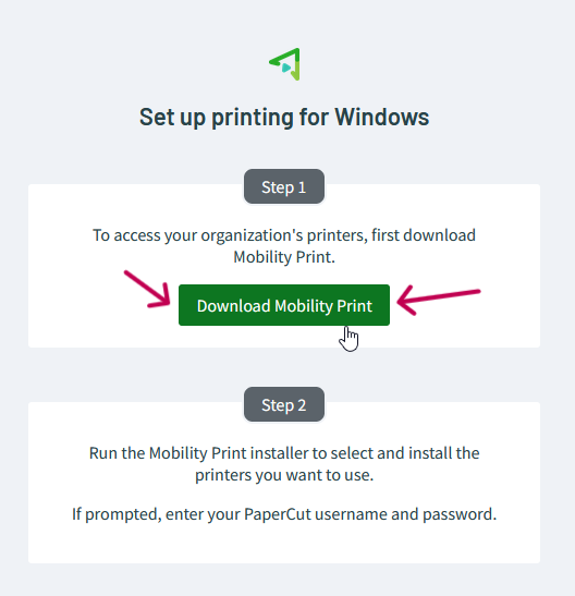 The download mobility print button