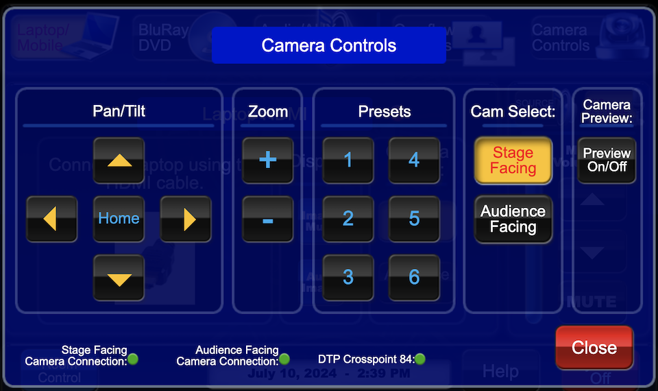 camera controls page