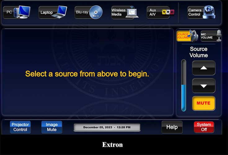 ASAC 204 touchpanel main page