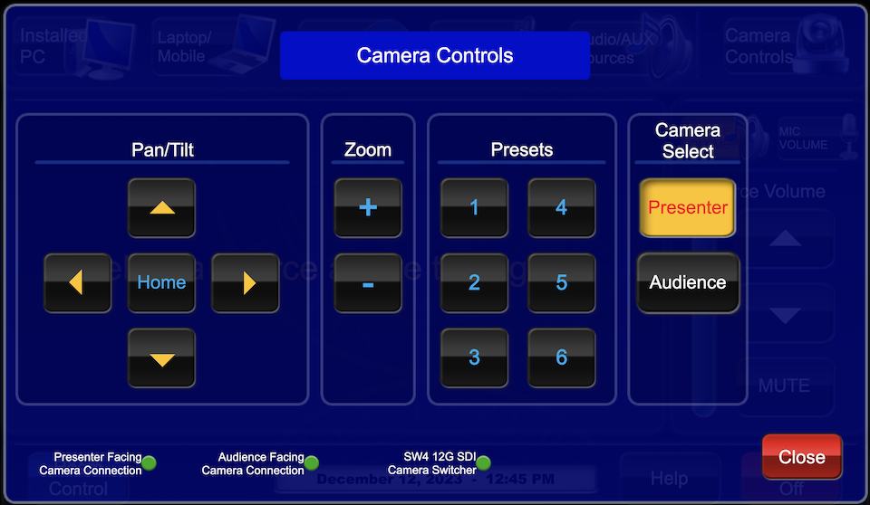 camera controls page