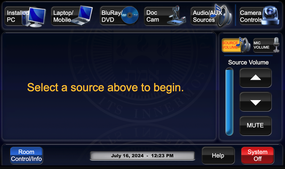 Touch panel main page