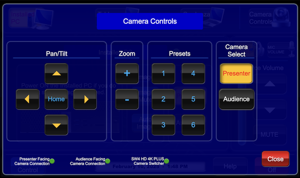 camera controls page