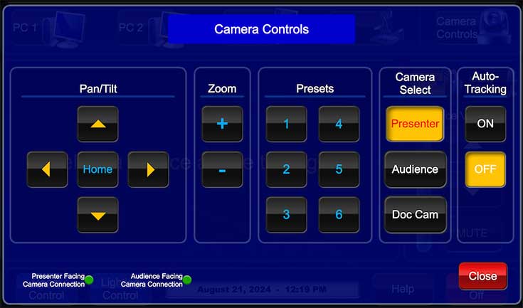 camera controls page