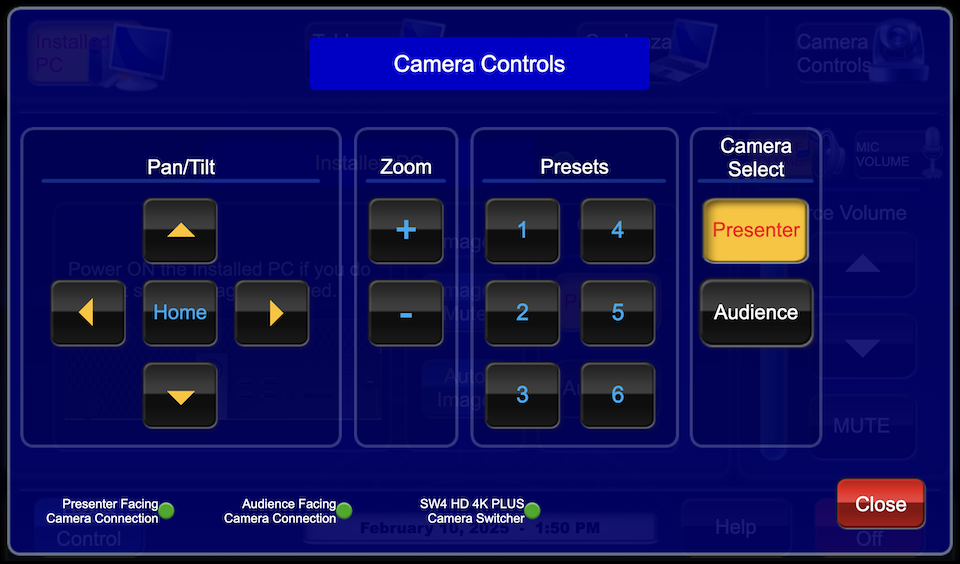 camera controls page