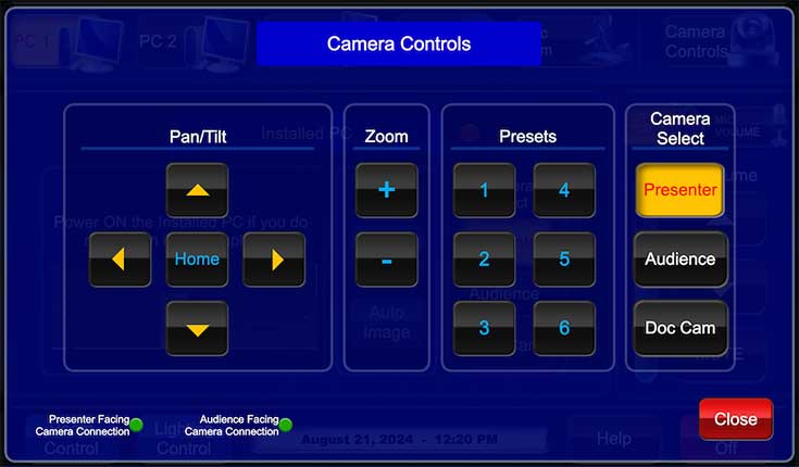 camera controls page