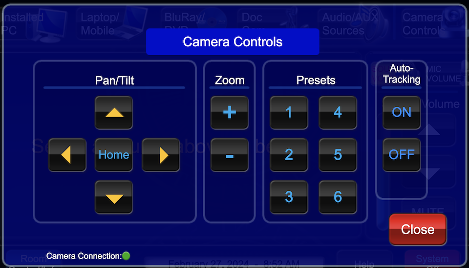 camera controls page