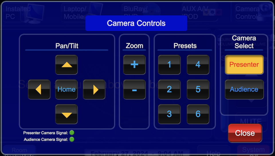 camera controls page
