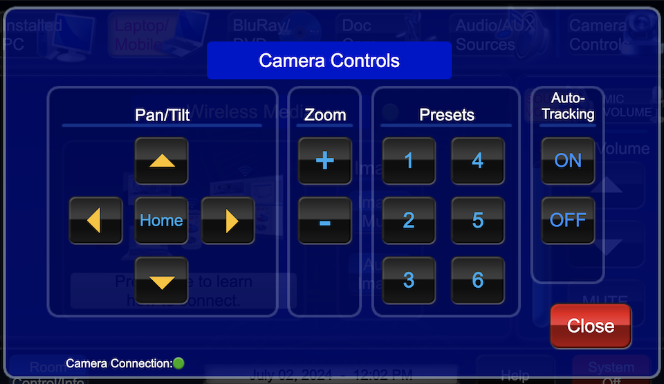 camera controls page