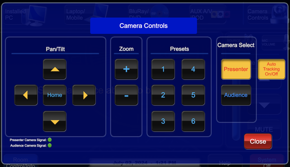 camera controls page
