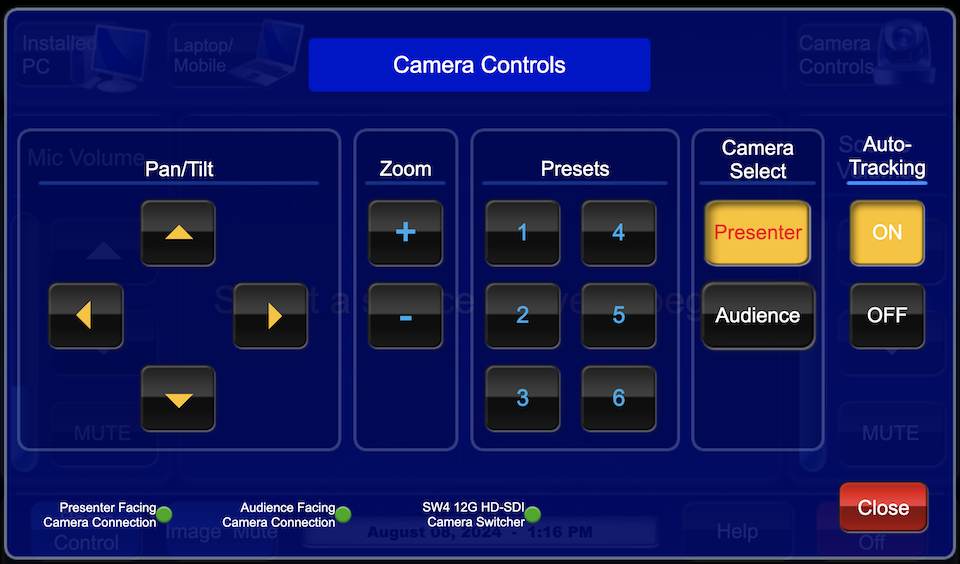 camera controls page