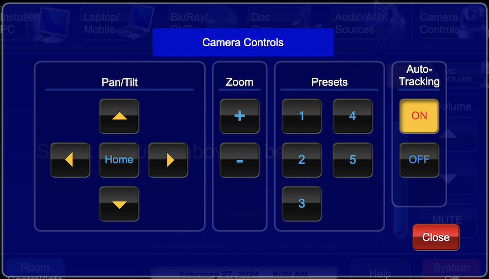 camera controls page