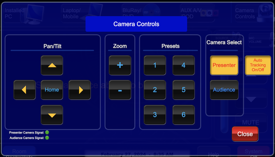 camera controls page