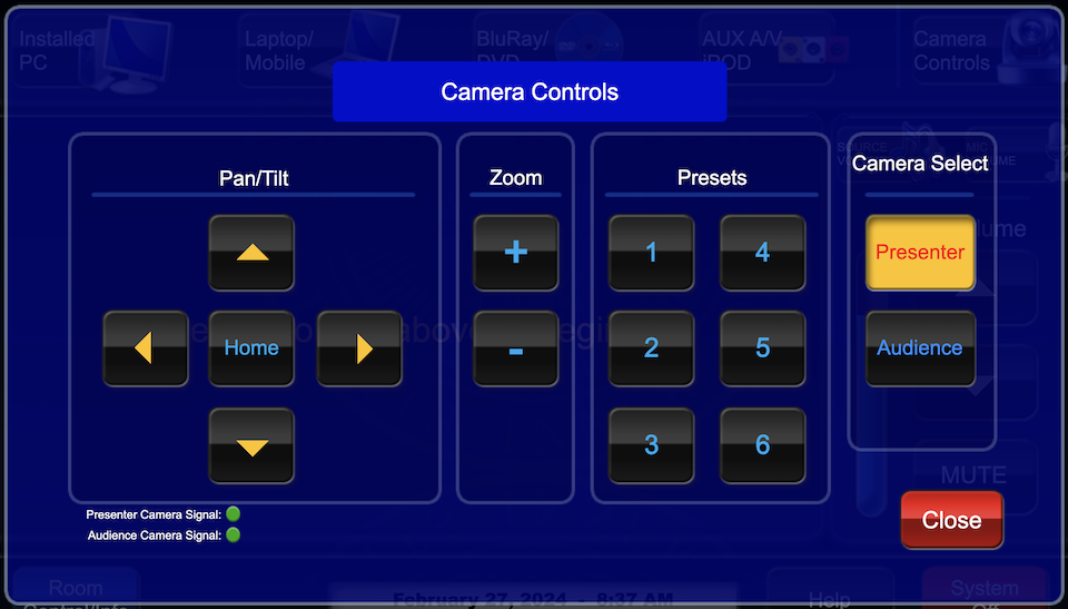 camera controls page
