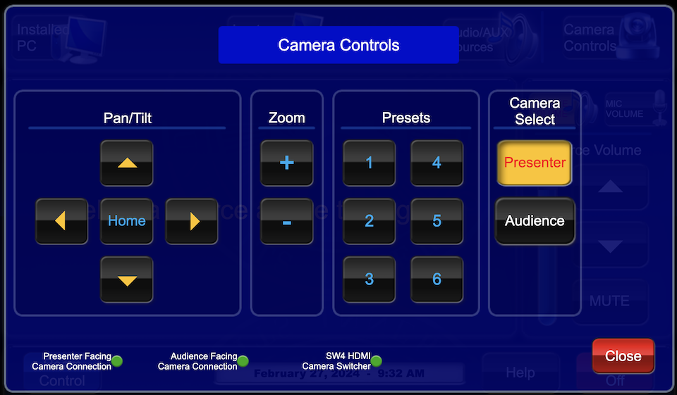camera controls page