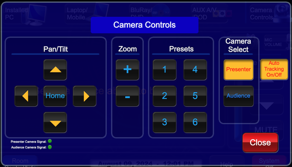 camera controls page