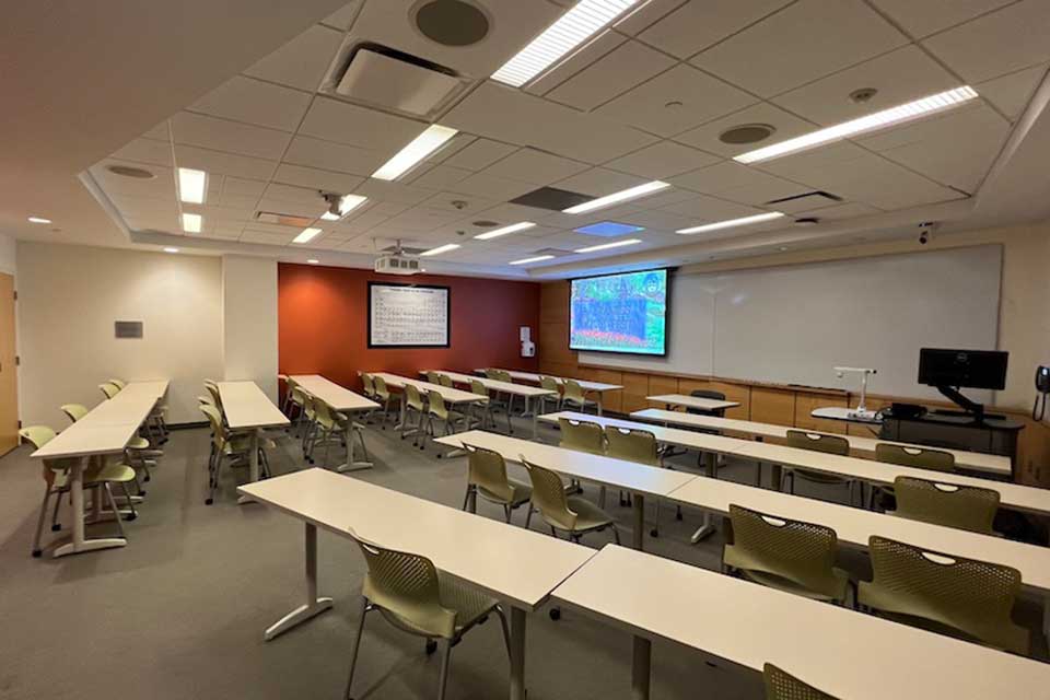 Shapiro Science Center LL16 front of classroom
