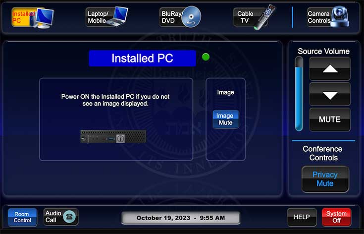 Installed PC page on touchpanel