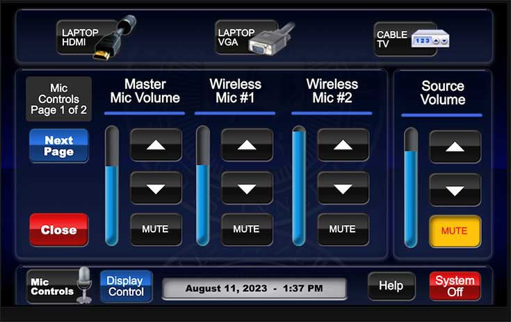 Mandel Forum microphone controls page