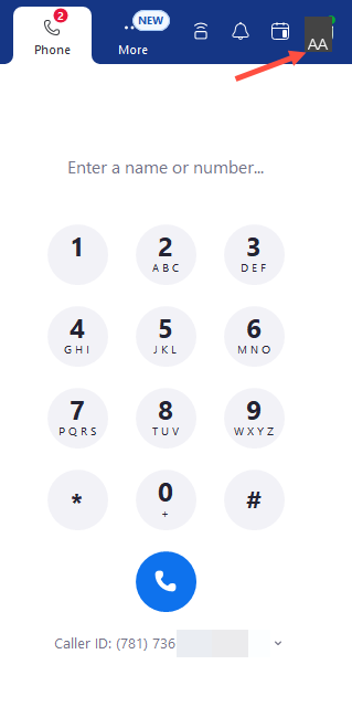 Zoom Keypad with the user's icon highlighted