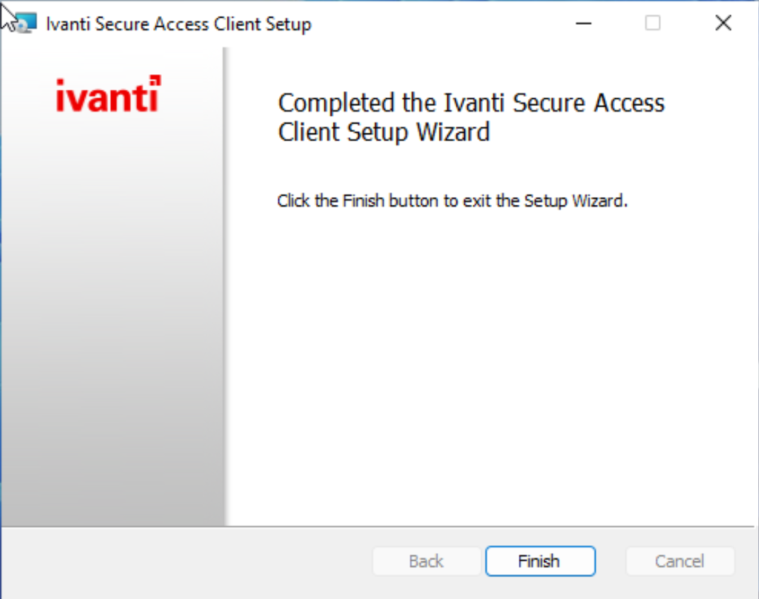 image is of Ivanti install complete
