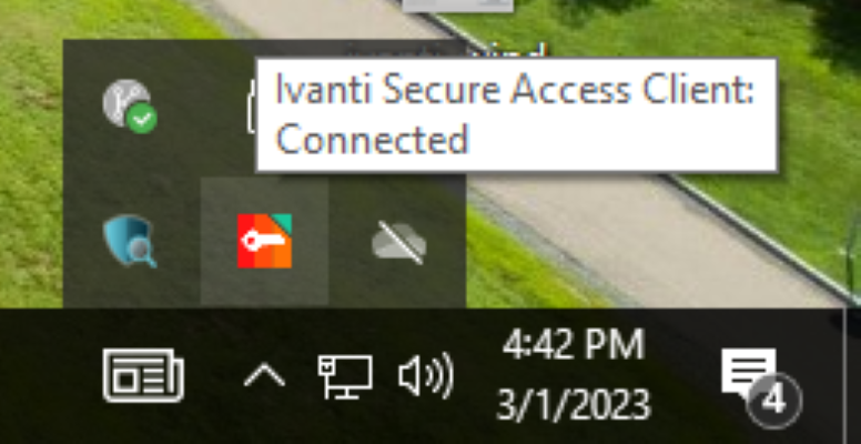 image is of ivanti connected to Brandeis VPN