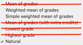 Image of grade aggregation types in Latte