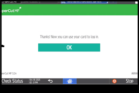confirmation screen