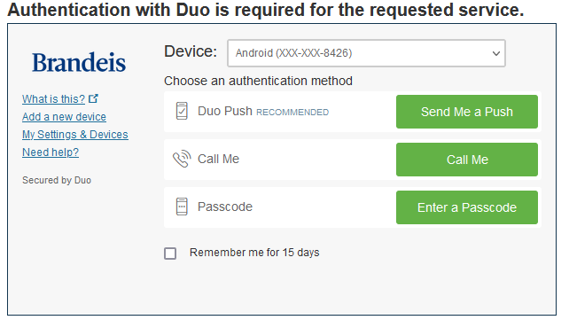 Duo Authentication Screen