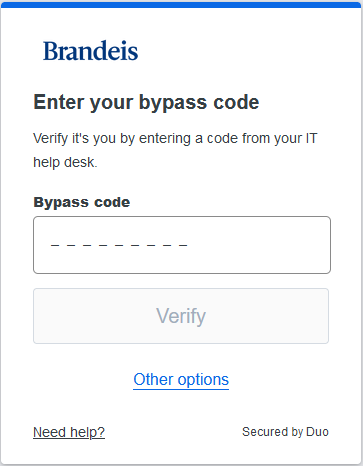 Enter code from IT Help Desk screen
