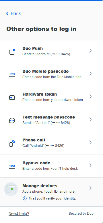 Universal Prompt Authentication Options