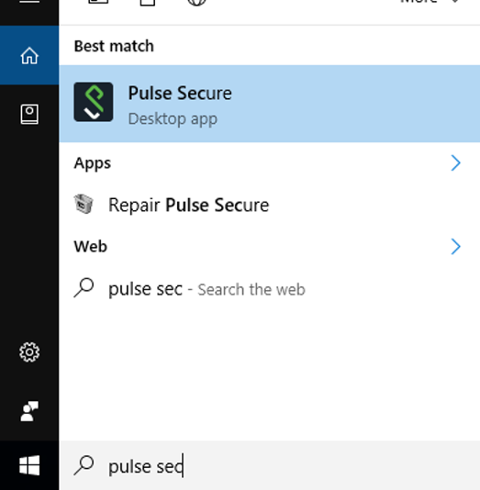 Pulse Secure VPN Windows taskbar