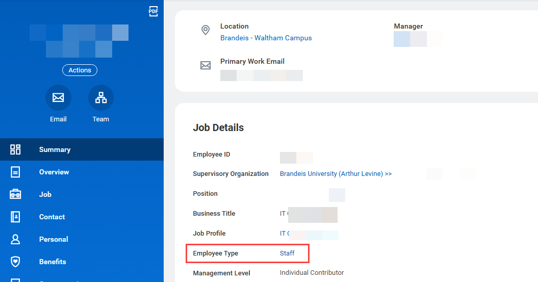 Employee type field on your summary page in Workday