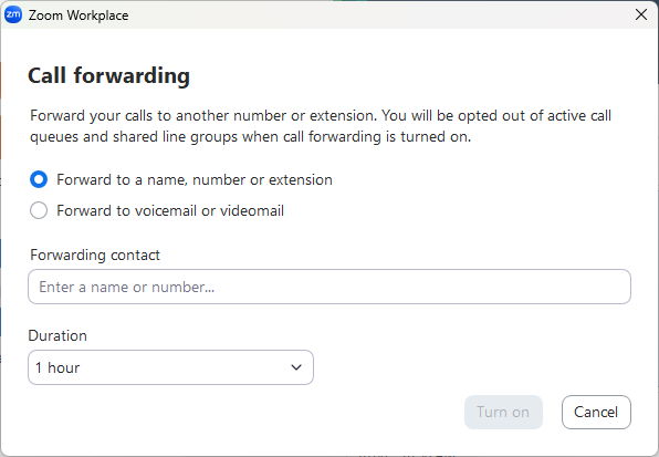 Zoom Call Forwarding Box