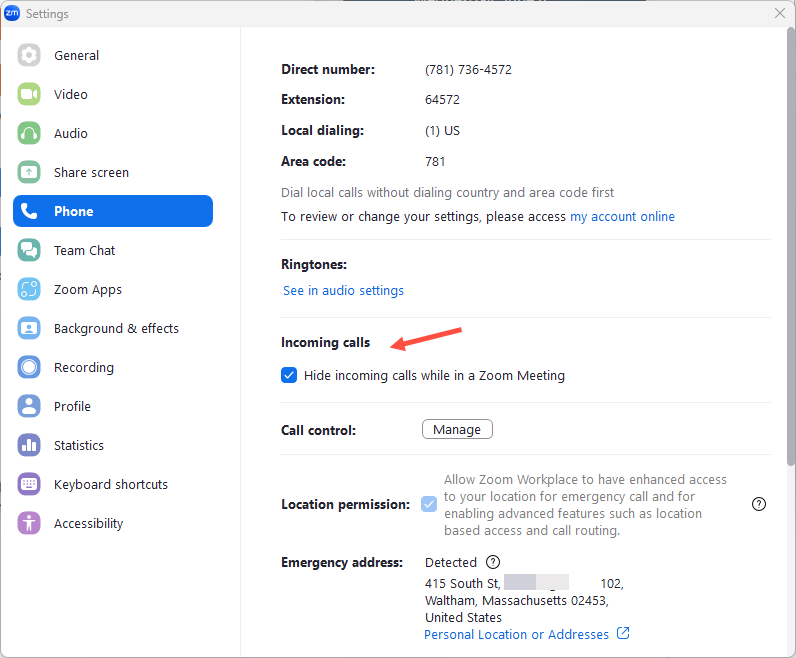 Zoom Phone settings
