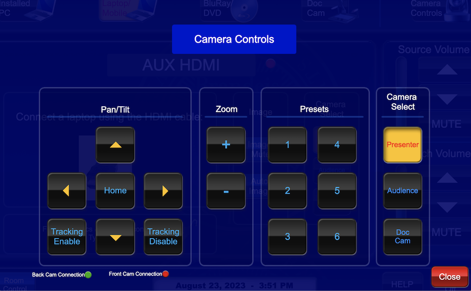 camera controls page