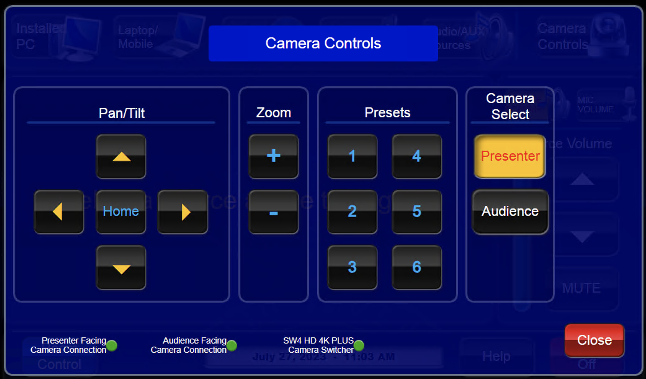 camera controls page