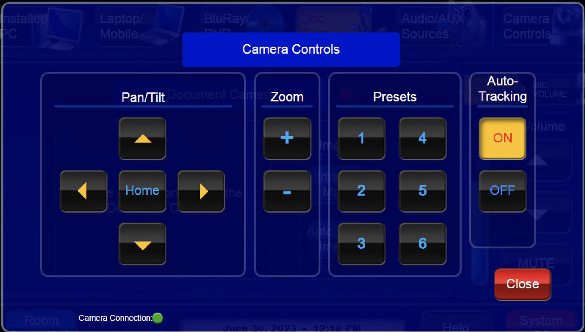 camera controls page