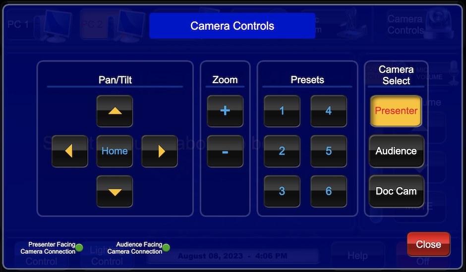 camera controls page