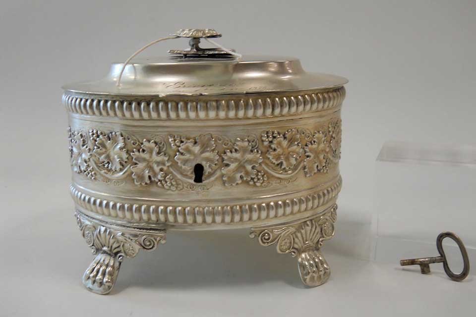 a silver etrog box