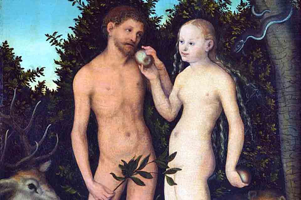 An early 16th-century painting of Adam and Eve by the German painter Lucas Cranach the Elder.