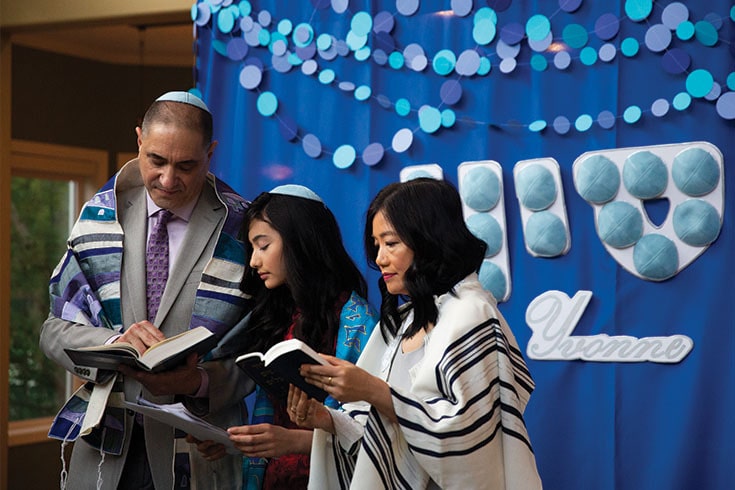 Family at a bat mitzvah