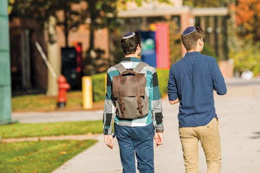 Students wearing yarmulkes