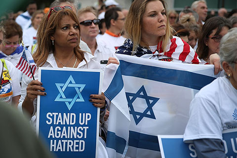 Protesters against antisemitism