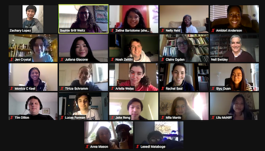 image of journalism class on Zoom