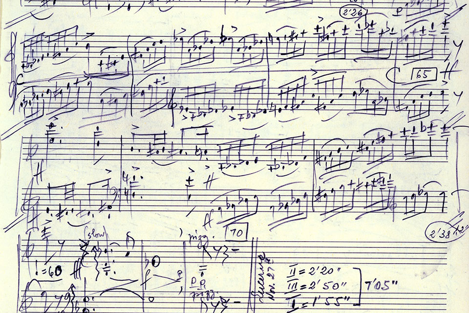 Sheet music written in pen