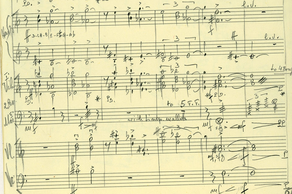 Sheet music written in pen