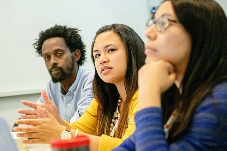 A student talks in class