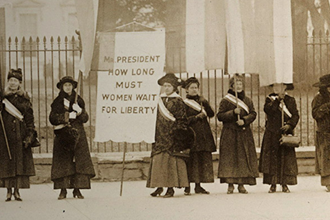 Women protesting outside of White House